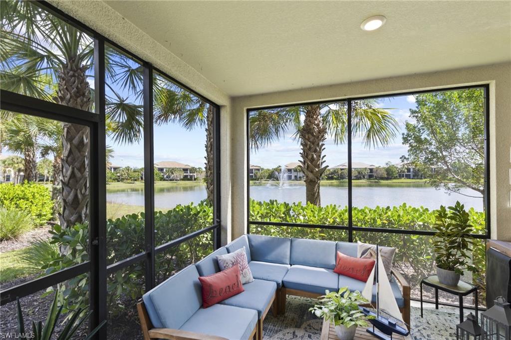 Screened Lanai with Eastern Exposure of Pond and Fountain View
