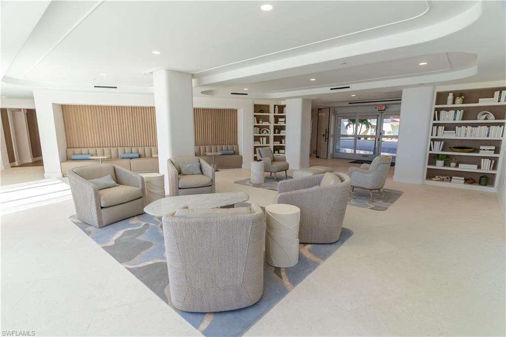 Building lobby featuring recessed lighting