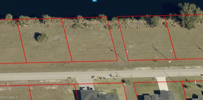 Aerial view of property's location with property parcel outlined