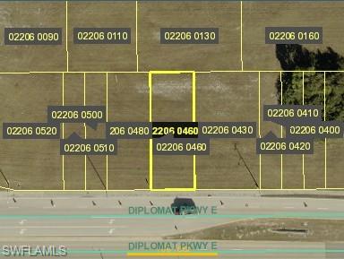 Aerial view of property's location with property boundaries highlighted