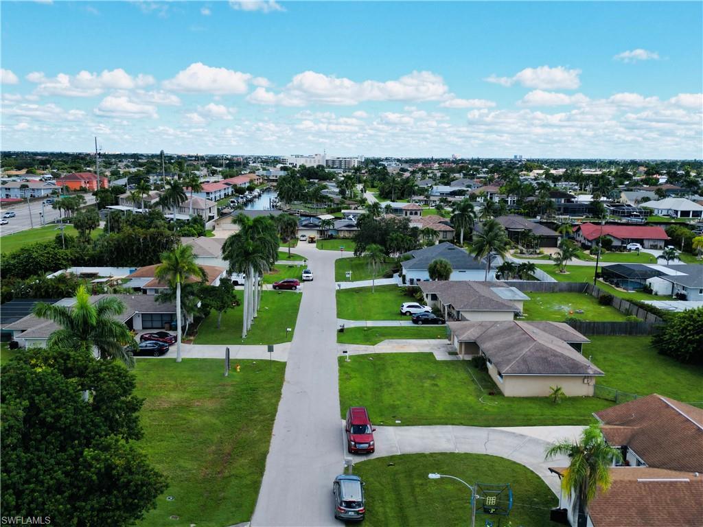 Aerial perspective of suburban area