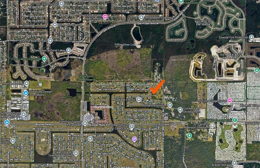 Aerial map of property and surrounding area
