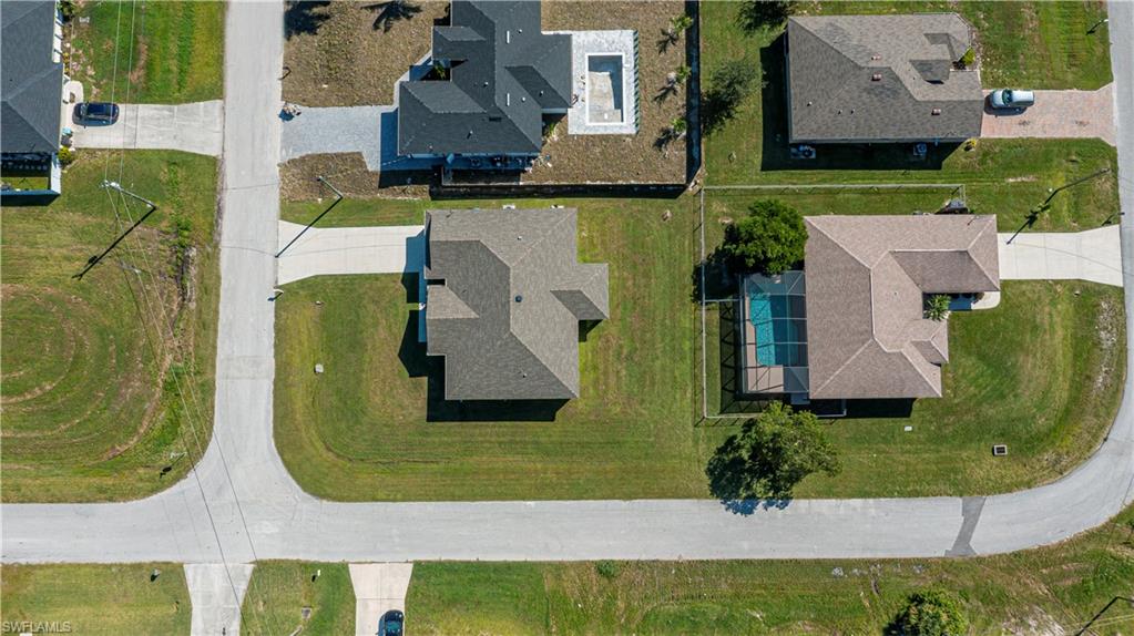 Aerial perspective of suburban area