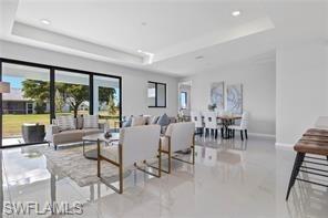 Building lobby featuring recessed lighting