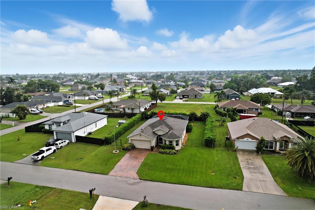 Aerial perspective of suburban area