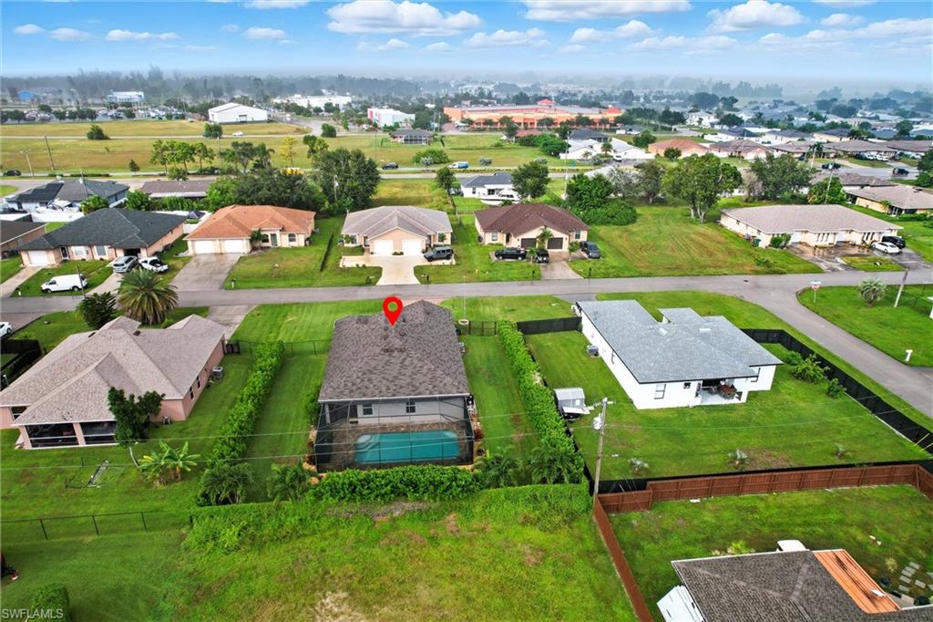 Aerial perspective of suburban area