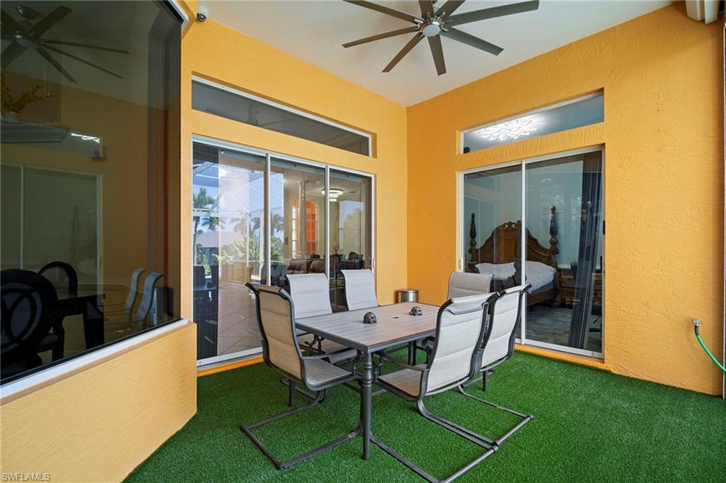 View of patio / terrace featuring ceiling fan and outdoor dining area