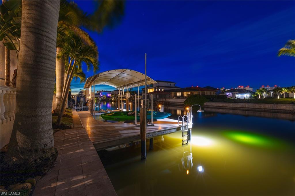 Well lit dock with underwater Snook lights