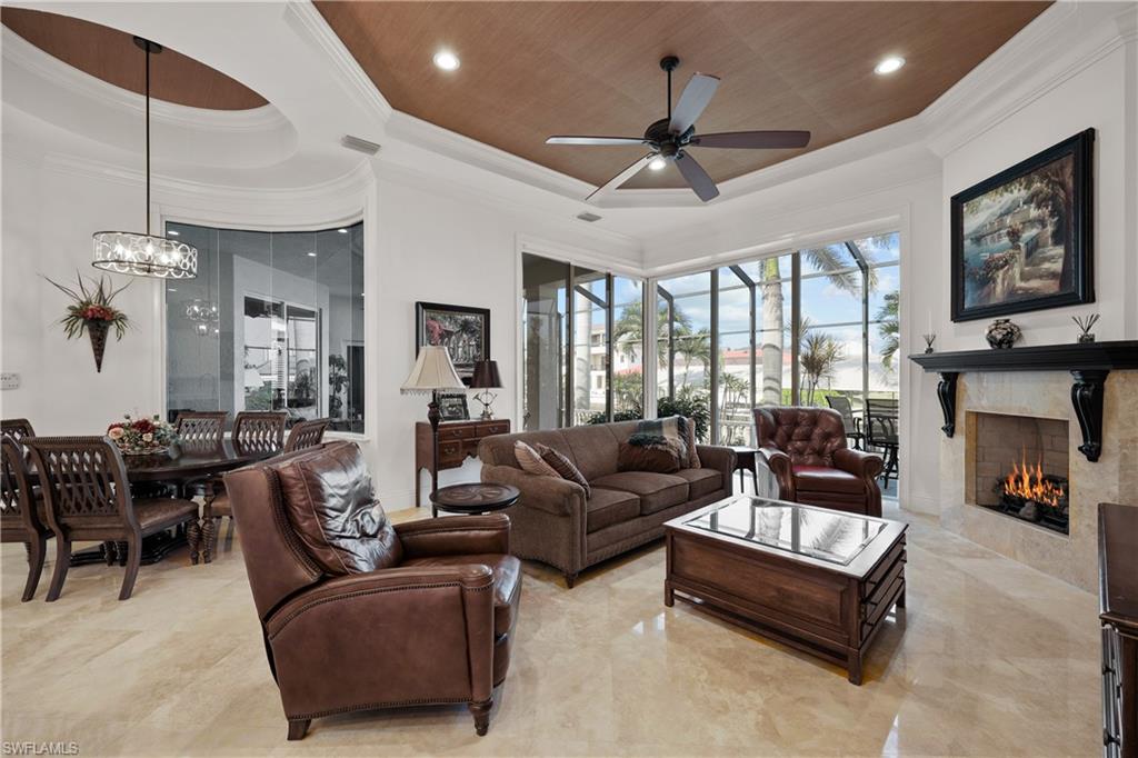 Family room, water view with fully opening corner sliders, gas fireplace (500 LB underground propane tank)
