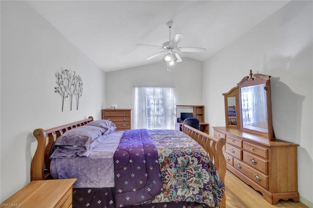 Master bedroom with vaulted ceilings