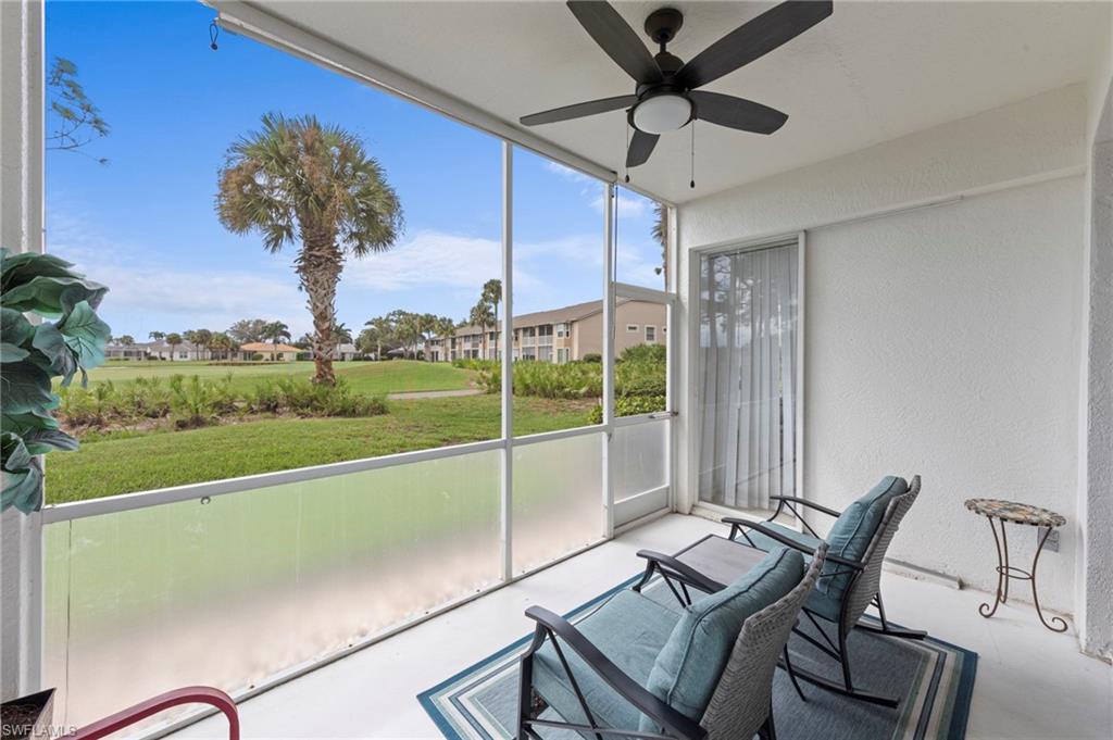 Screened Lanai with golf course view with access from the primary bedroom