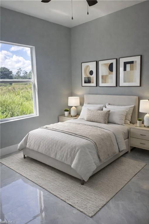 Bedroom with a ceiling fan