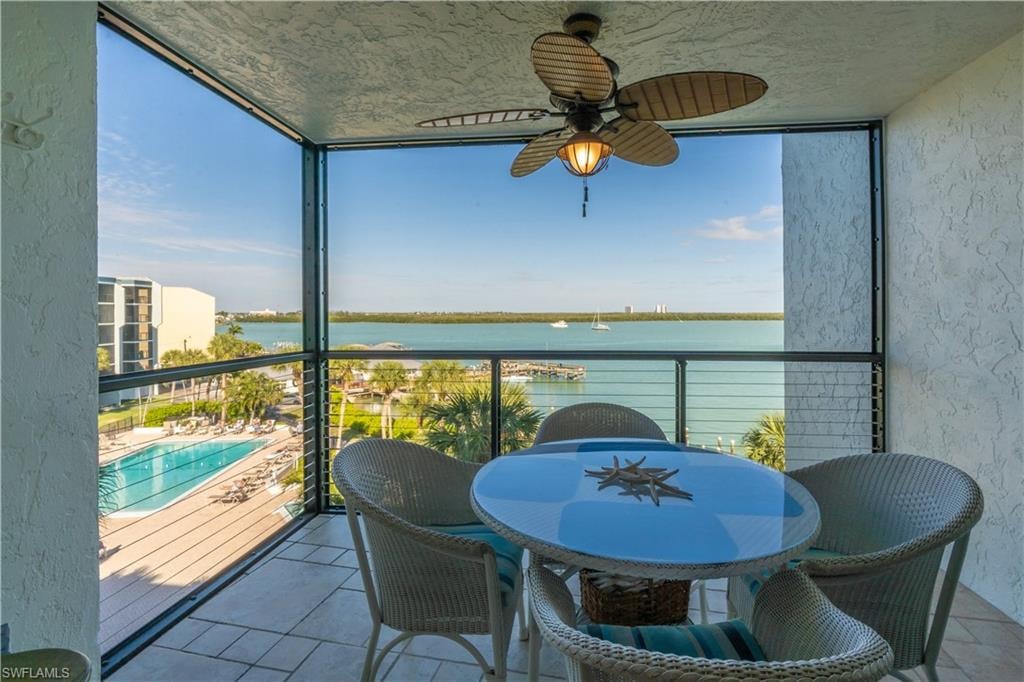 Screened Balcony with view of Marco River