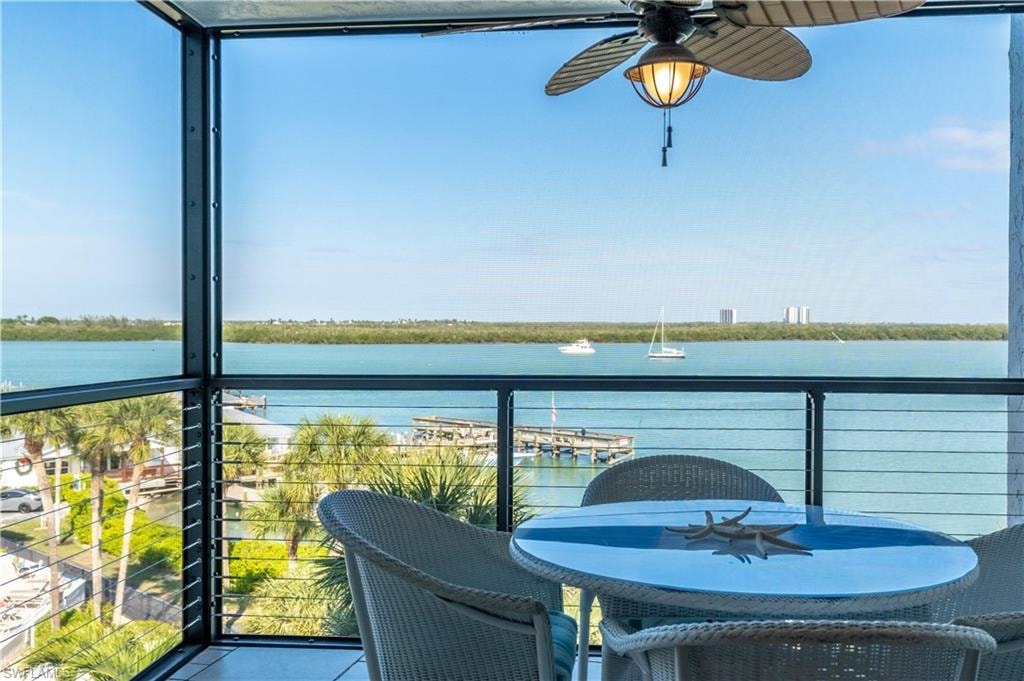 Screened Balcony with view of Marco River