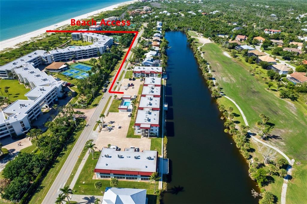 Aerial view of complex and access to beach