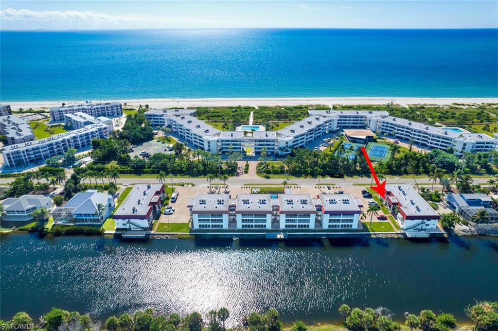 Aeial view of complex, River and Gulf of Mexico