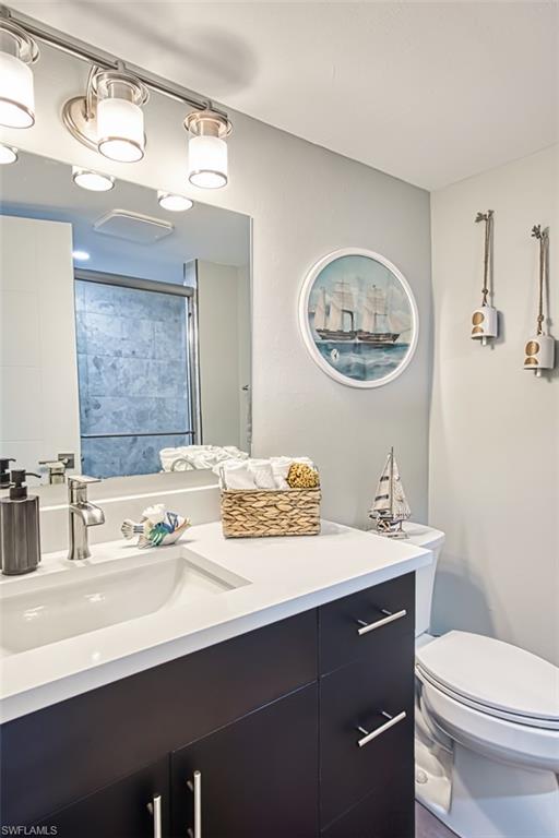 Full bathroom with a shower and vanity