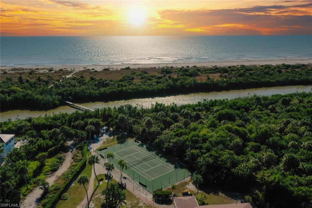 Aerial view at dusk of a water view