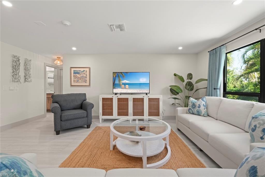 Living room with recessed lighting