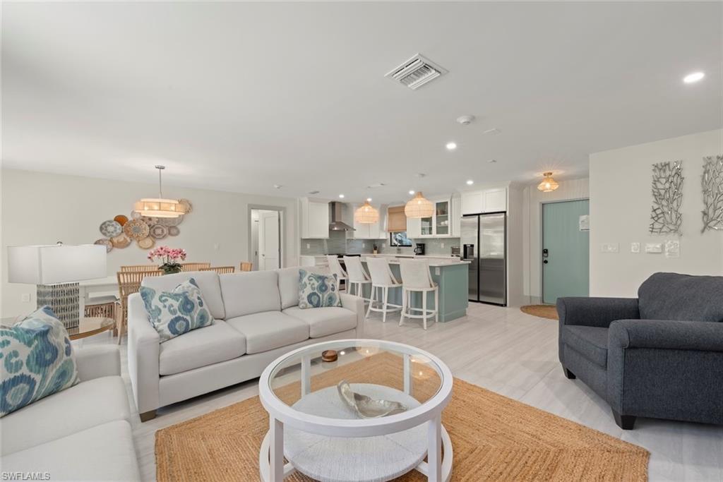 Living area with recessed lighting