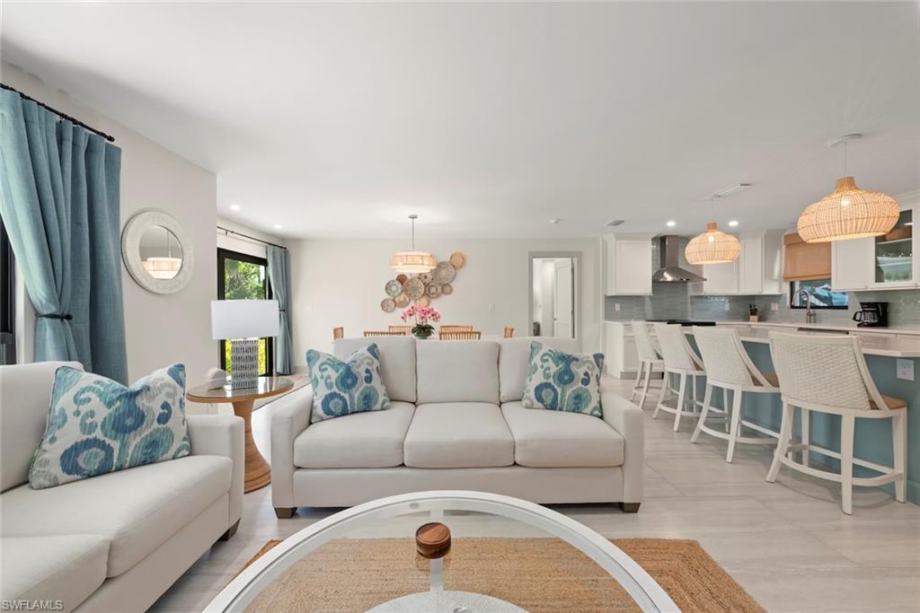 Living area with recessed lighting
