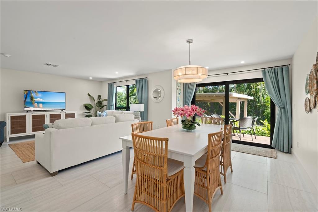 Dining room with recessed lighting