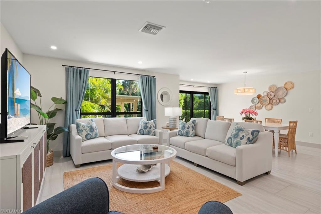 Living area with recessed lighting