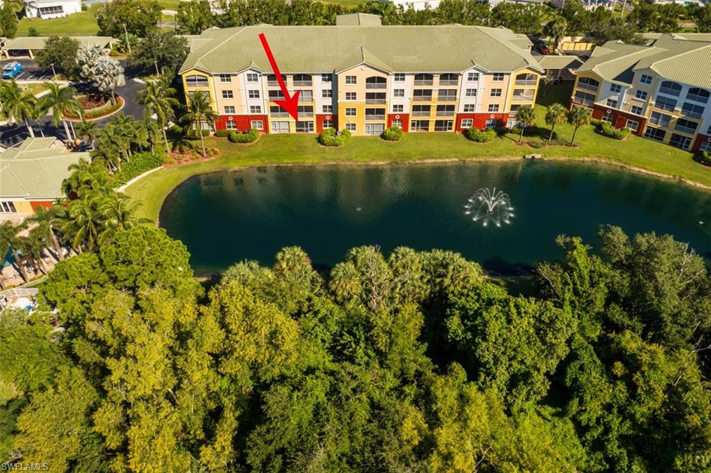 Bird's eye view of a nearby body of water