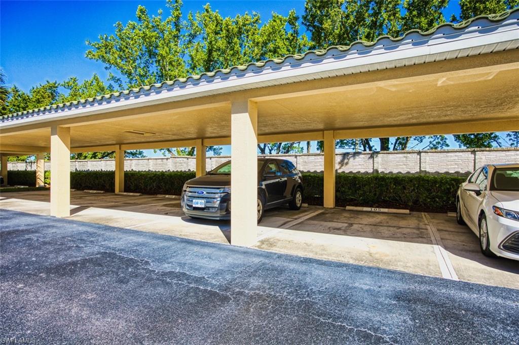 View of covered parking lot