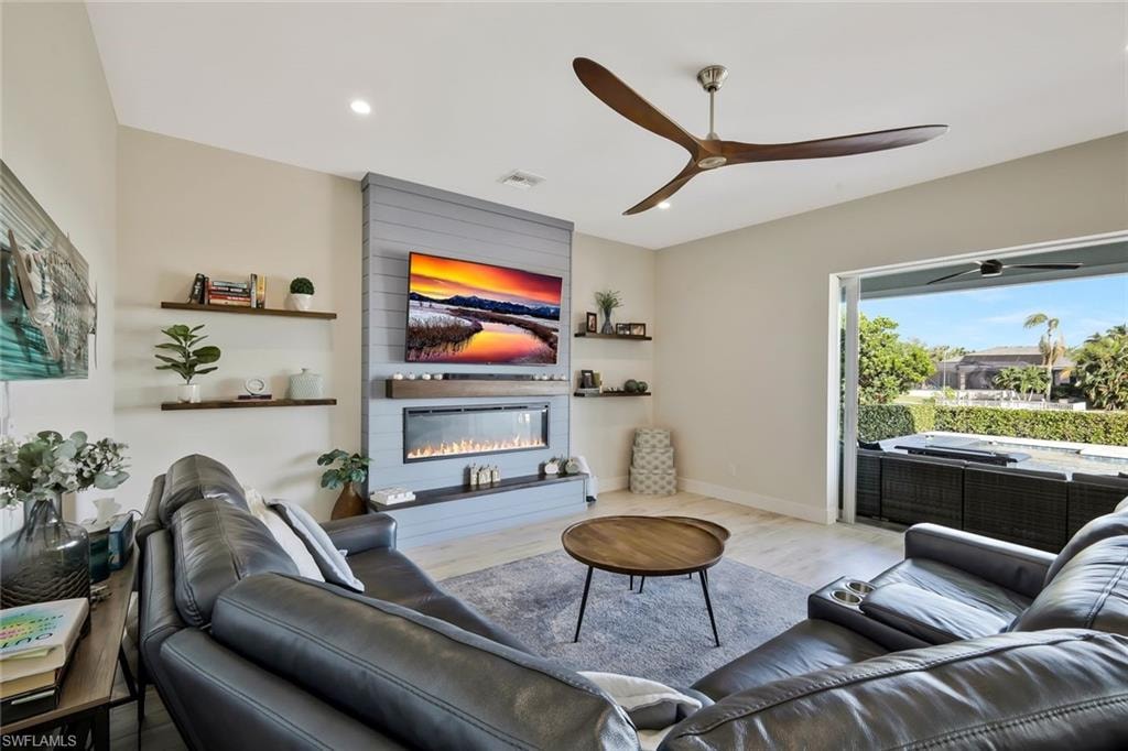 Built-in fire place and shelving