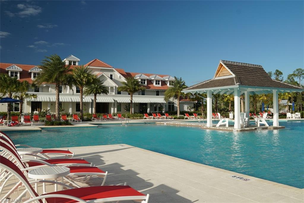 View of pool with a gazebo and a patio area