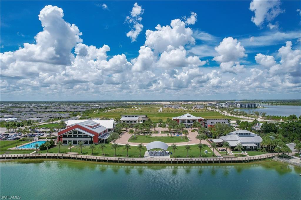 Bird's eye view of a nearby body of water