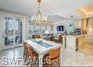 Dining space featuring a chandelier