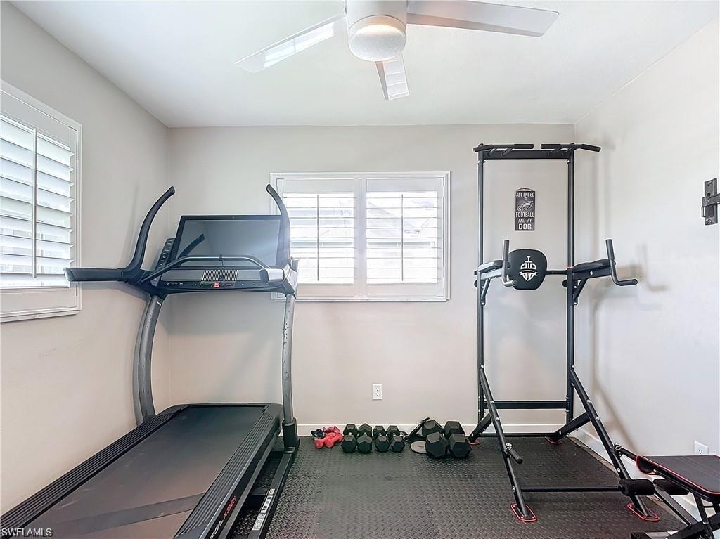 Workout room with baseboards