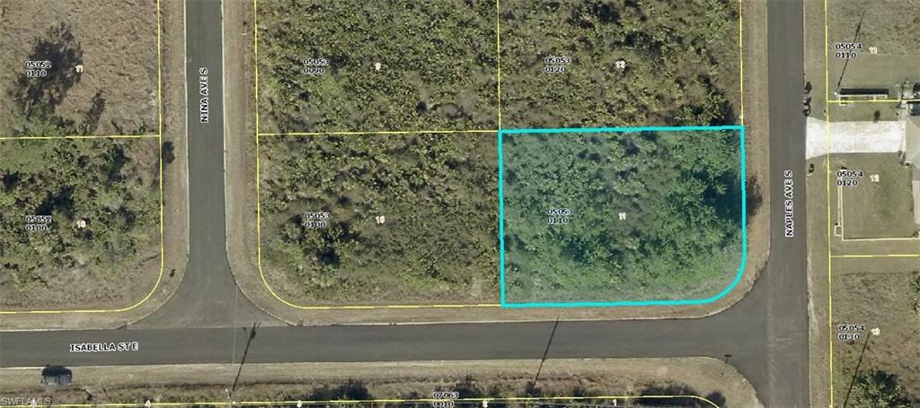 Aerial map of property and surrounding area with property parcel outlined