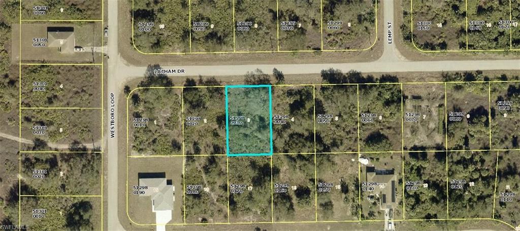 Aerial map of property and surrounding area featuring property parcel outlined