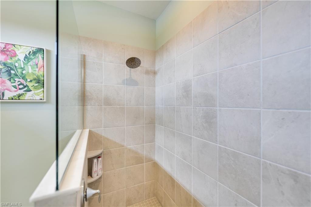 Bathroom with a tile shower