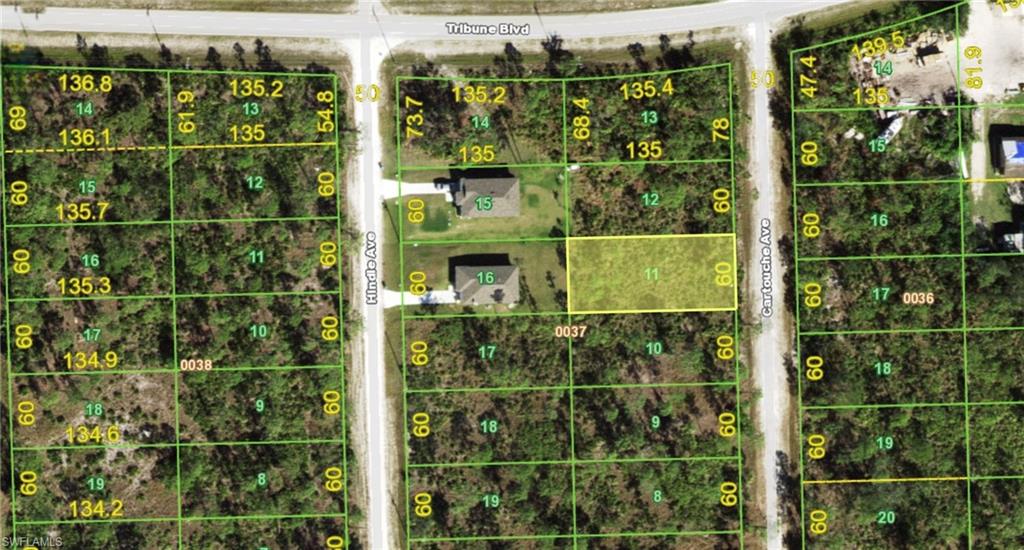 Aerial view of property's location with property parcel outlined