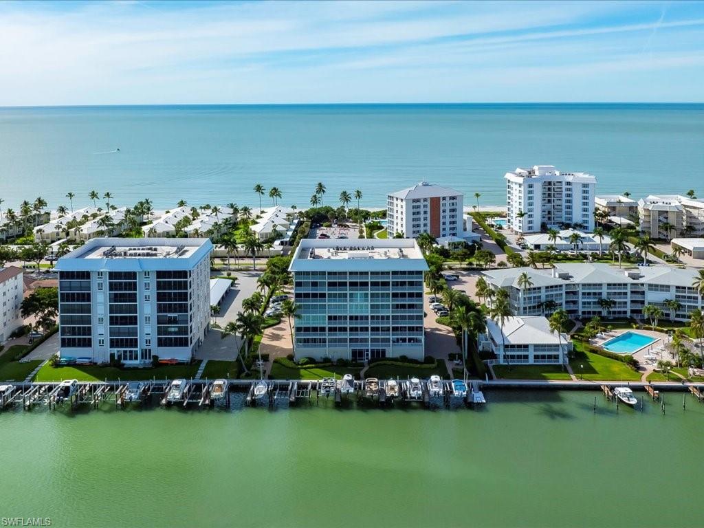 Drone / aerial view of a large body of water