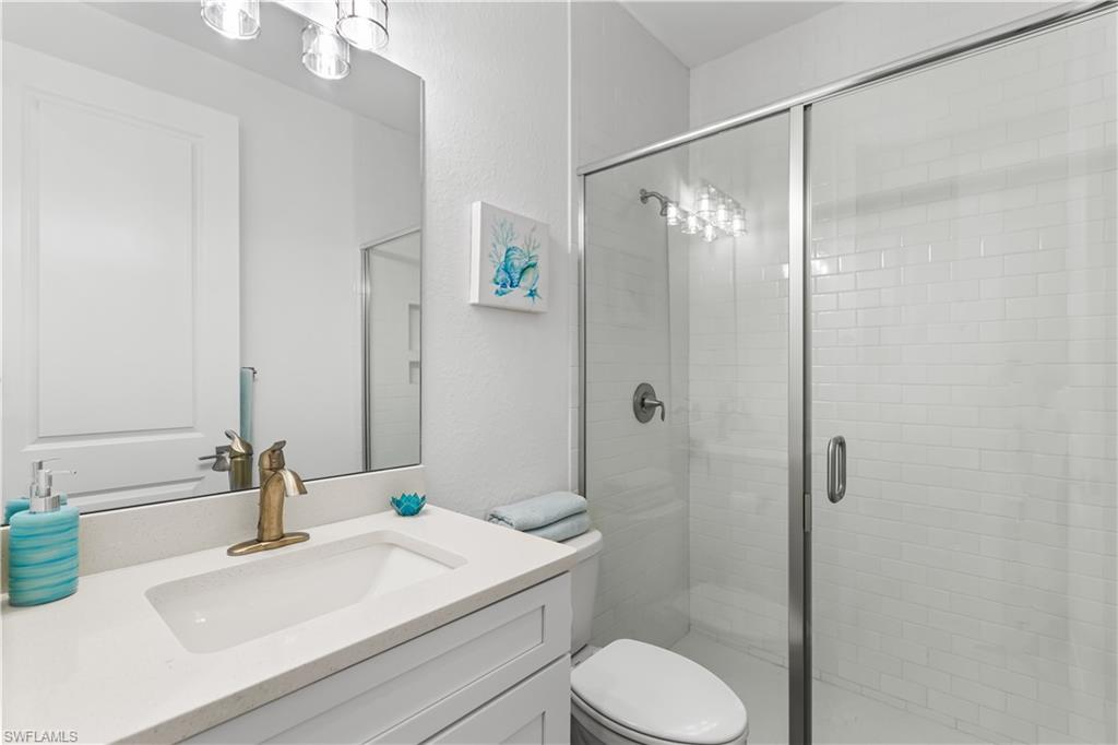 Second bath offers a walk in shower.