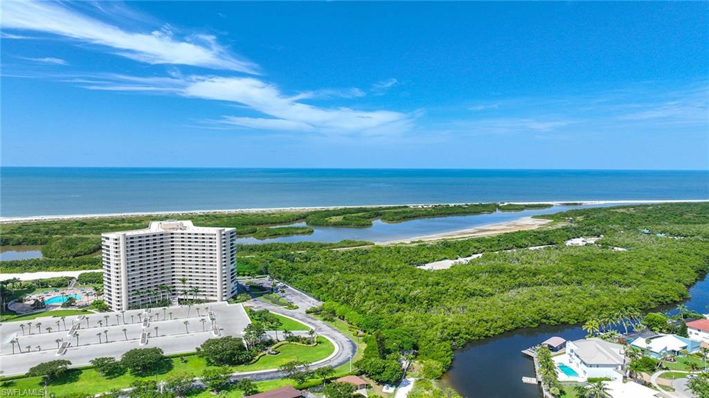 Drone / aerial view of a nearby body of water