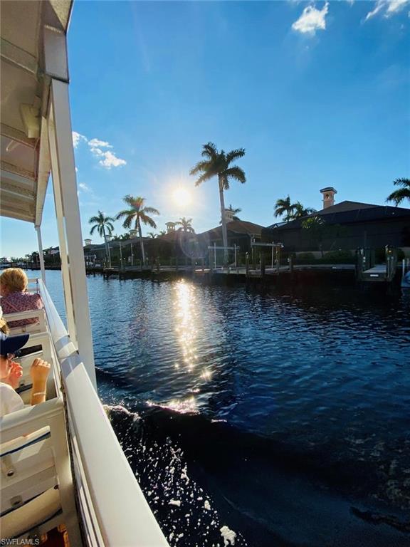 Water view with a dock
