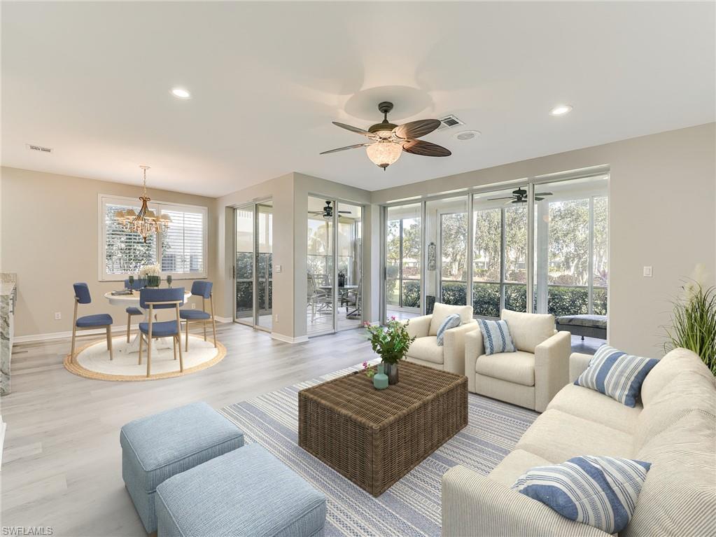 Open living spaces  Furnishings are virtually staged