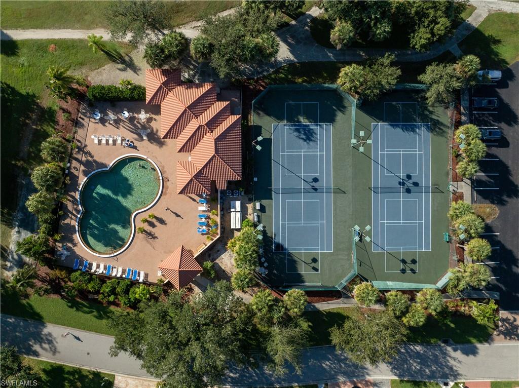 Aerial view of a pool