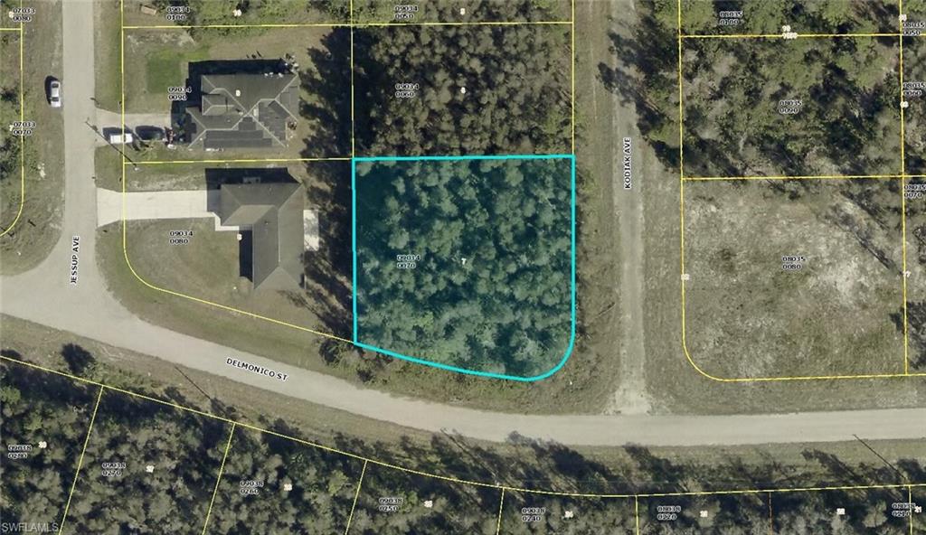 Aerial overview of property's location with property boundaries highlighted