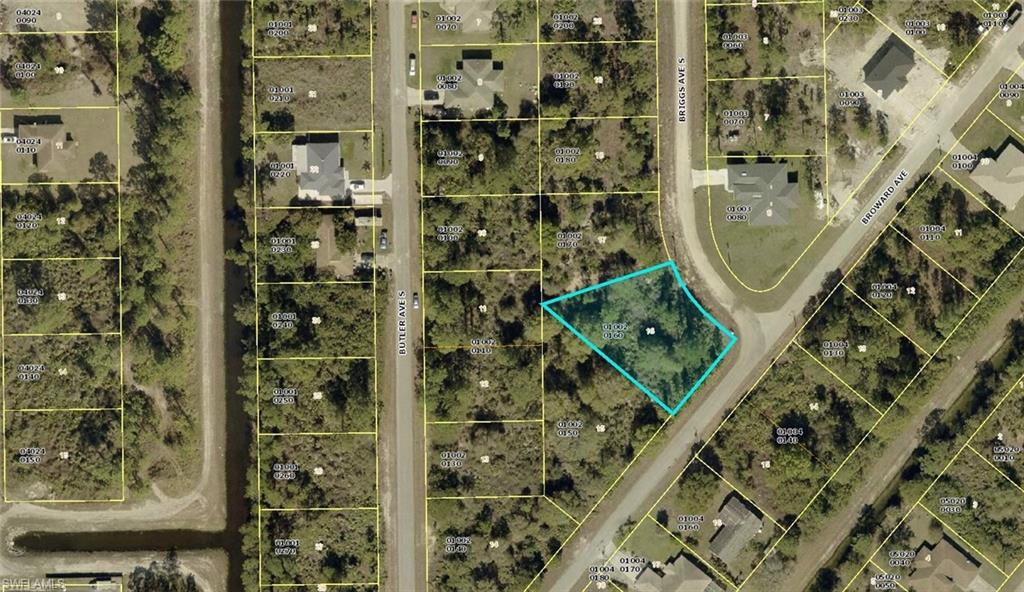 Aerial view of property's location with property boundaries highlighted
