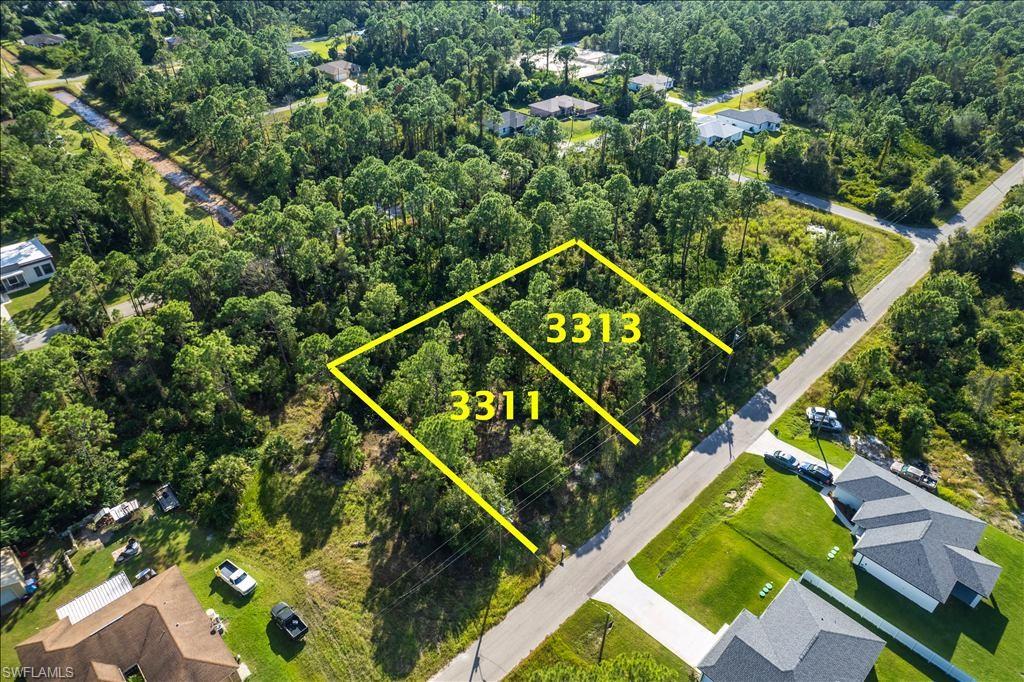 Aerial view of 3311 54th Street W and 3313 54th Street W outlined
