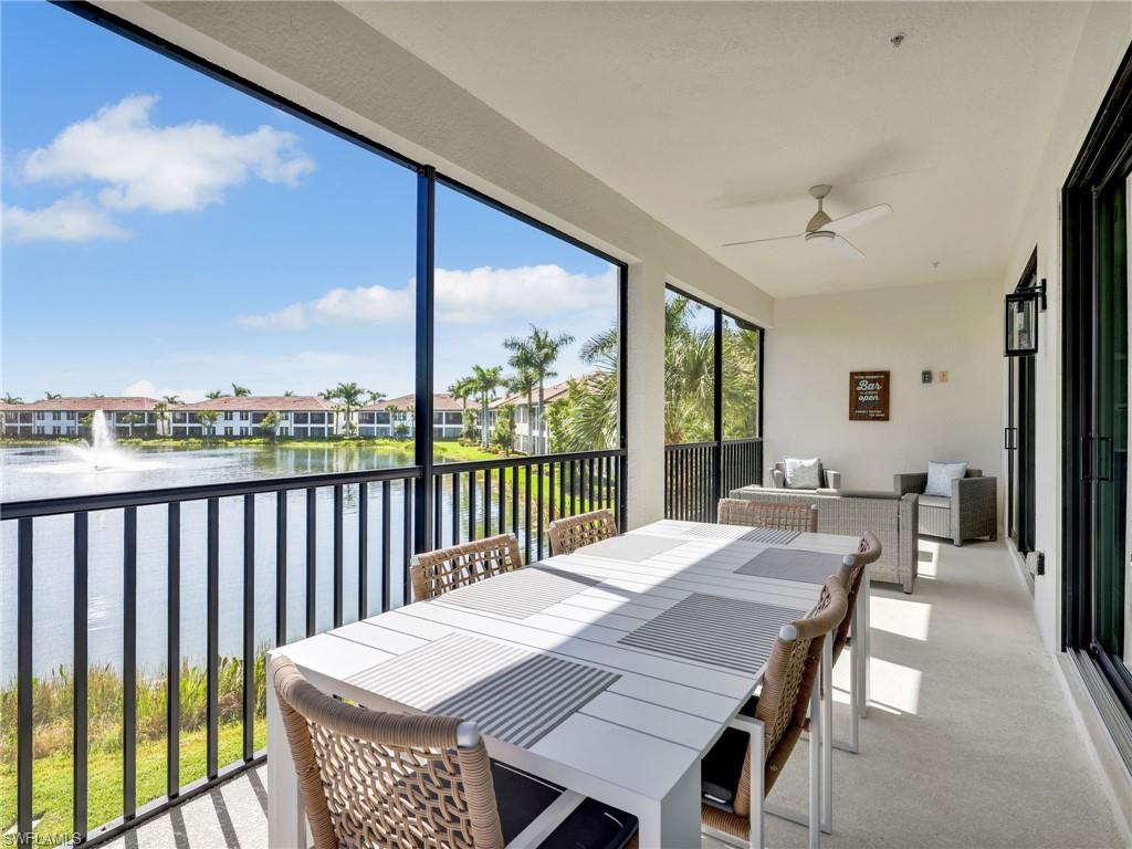Screened Lanai with Dining Area and Seating Area with Fountain View
