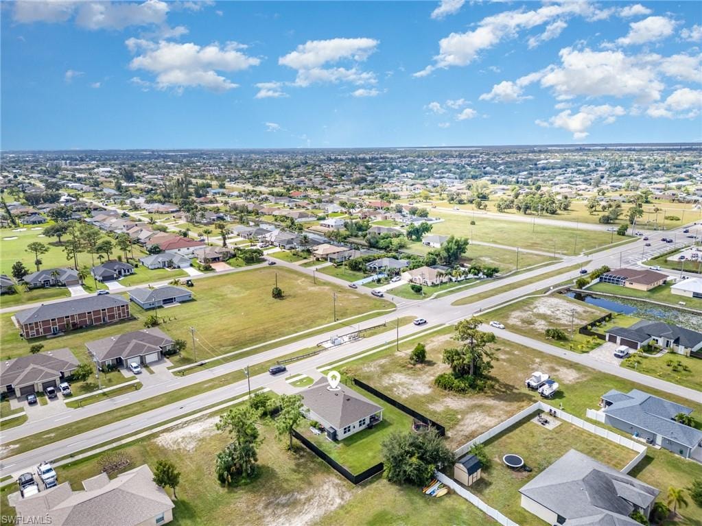 Aerial perspective of suburban area