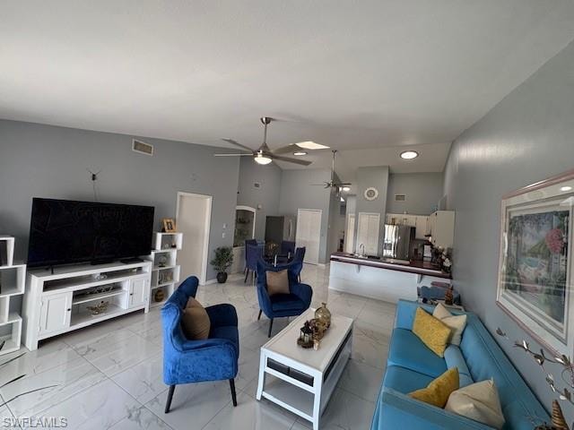 Living room with ceiling fan